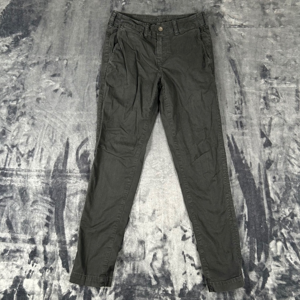 American Eagle Chino Pants Mens 28x27 Gray Flex‎ Slim Fit Trousers